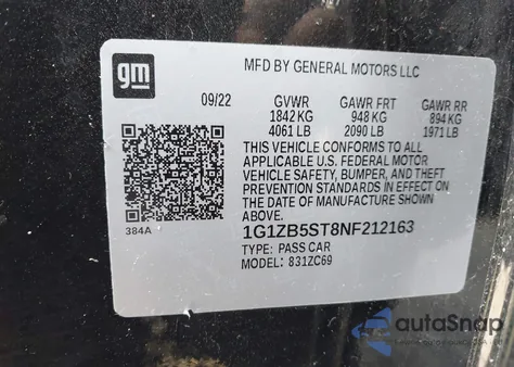 2022 Chevrolet Malibu Fwd Ls from USA, damaged, VIN 1G1ZB5ST8NF212163